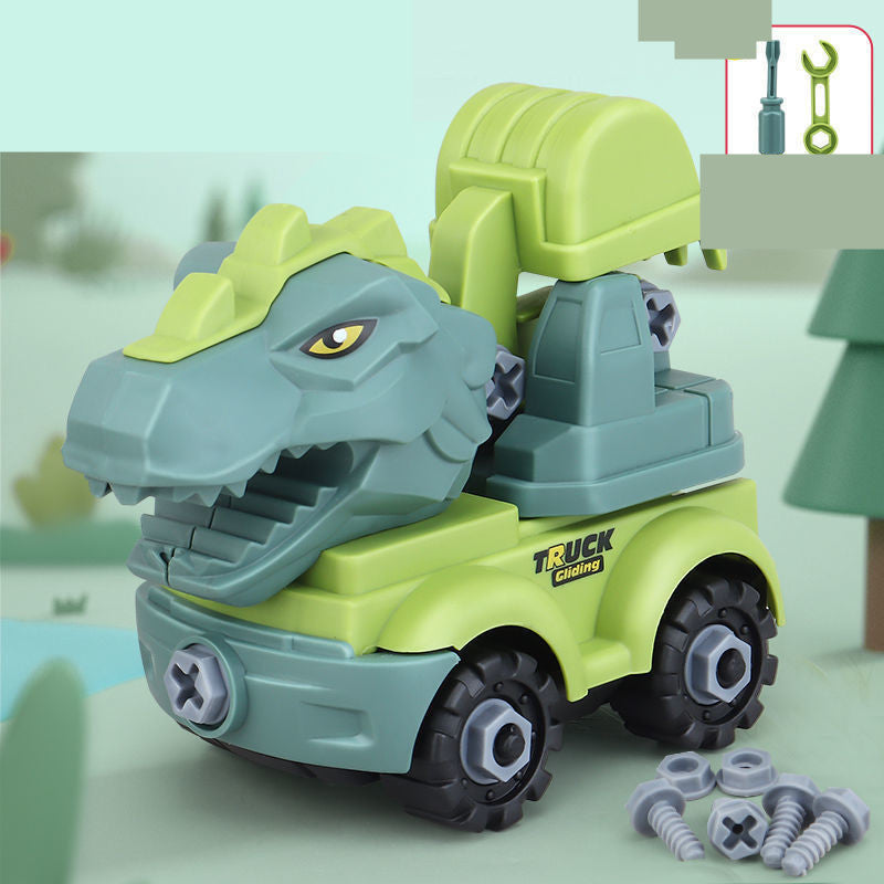 Children Disassemble Dinosaur Car Toy TYrannosaurus Rex Excavator