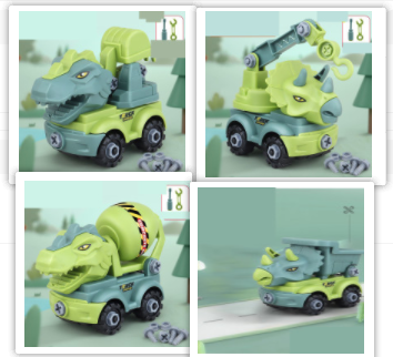 Children Disassemble Dinosaur Car Toy TYrannosaurus Rex Excavator