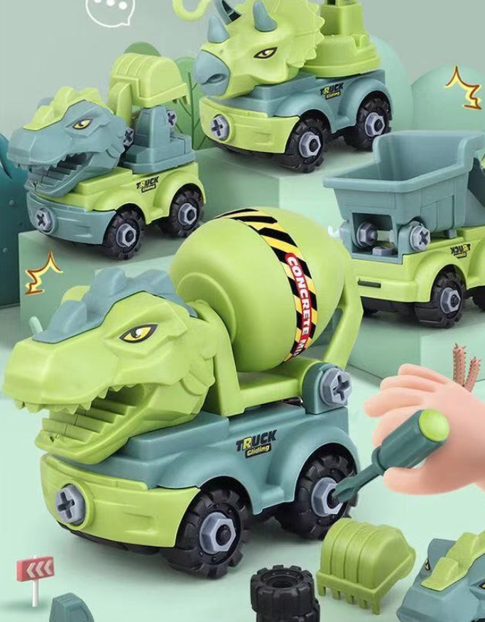 Children Disassemble Dinosaur Car Toy TYrannosaurus Rex Excavator